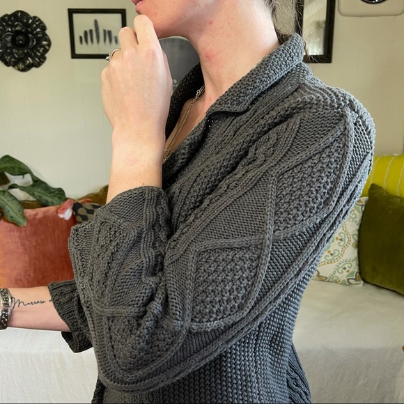 Lisli cable knit Gray button up cardigan size 4 - Picture 7 of 9